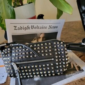 ALL SAINTS Lamb Leather Studded Shoulder Bag